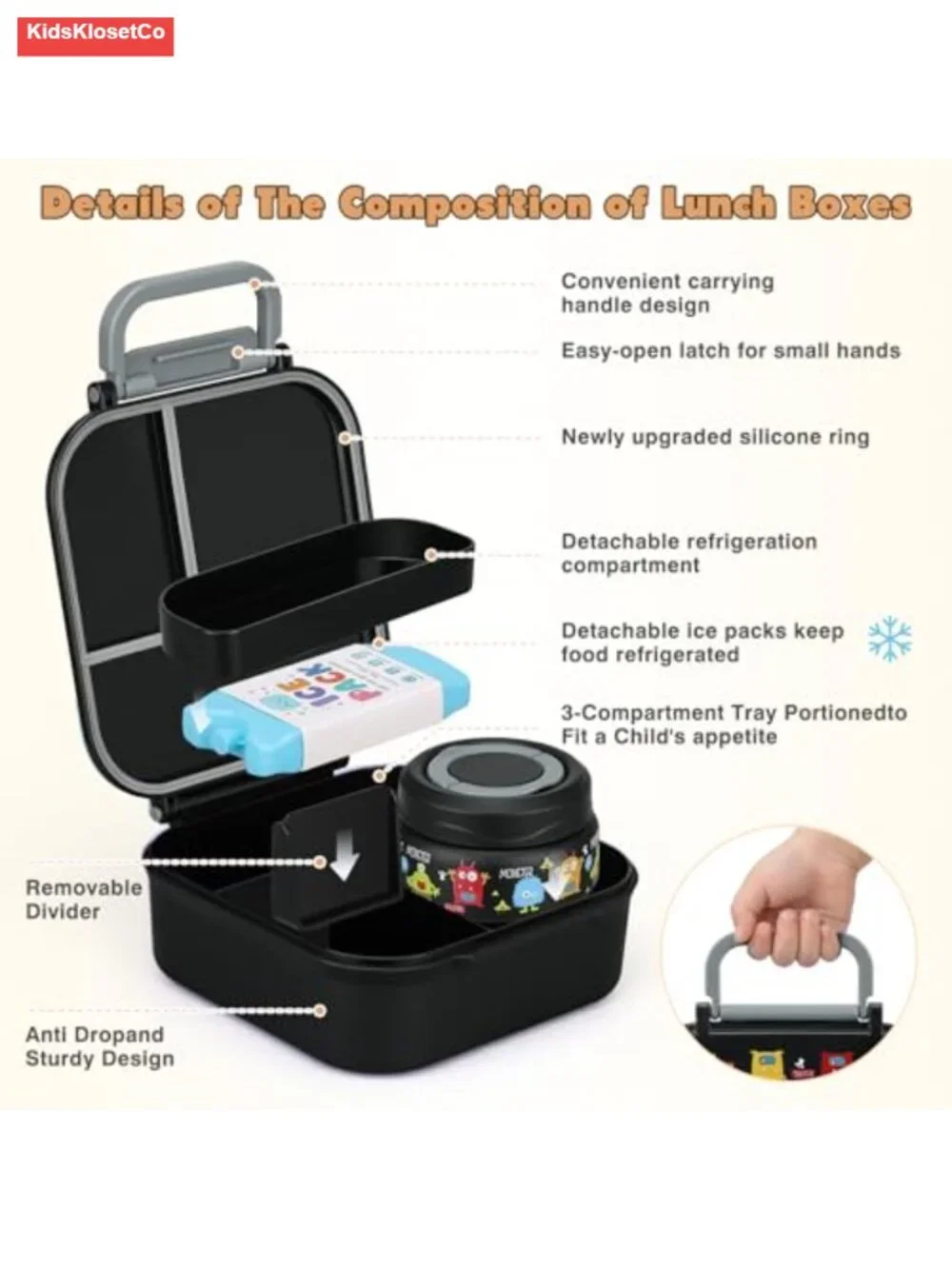 Kids Bento Lunch Box Set with Insulated Water Bottle and Soup Thermos